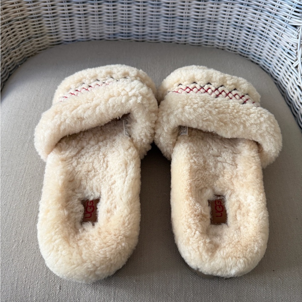 UGG Tan Fuzzy Slippers